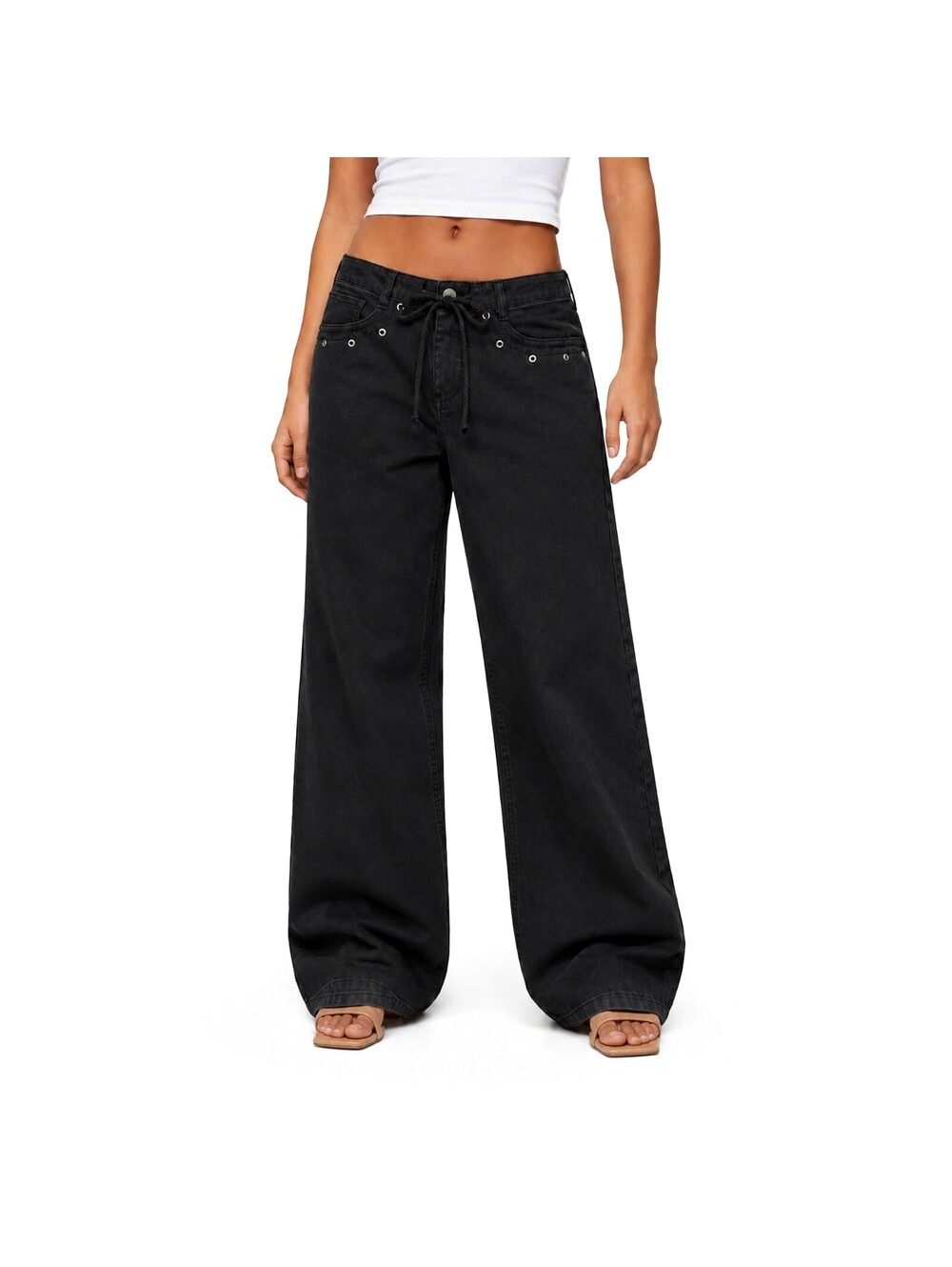 No Boundaries Drawstring Grommet Wide Leg Jean Women's XL(16-18)
